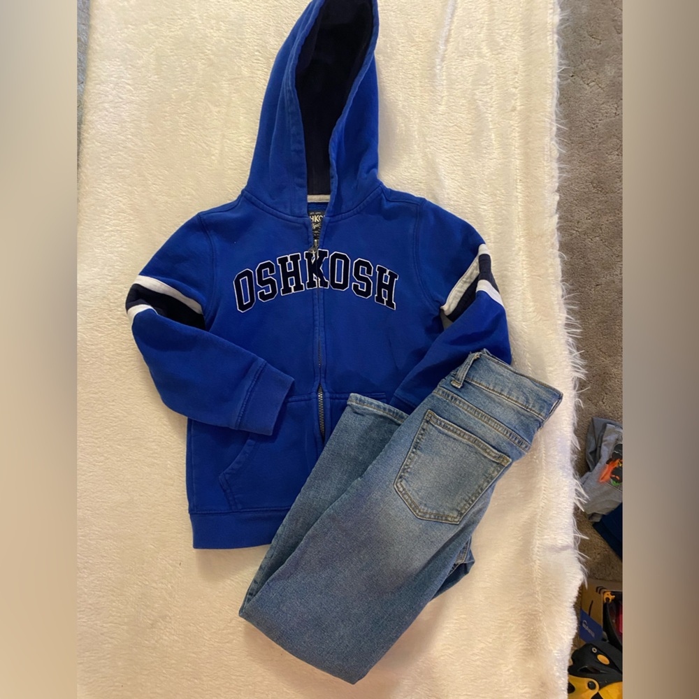 Boys OshKosh Royal Blue Zip Hoodie with White Trim size 8